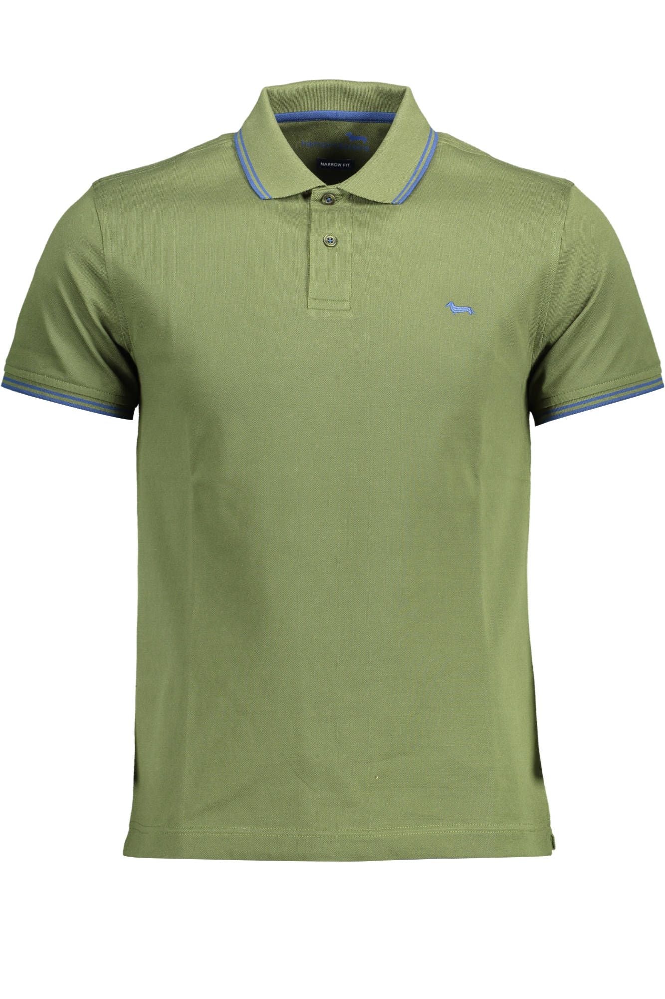 Chic Green Cotton Polo with Contrast Details