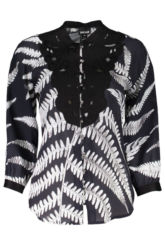 Elegant Black Viscose Shirt with Logo Detail