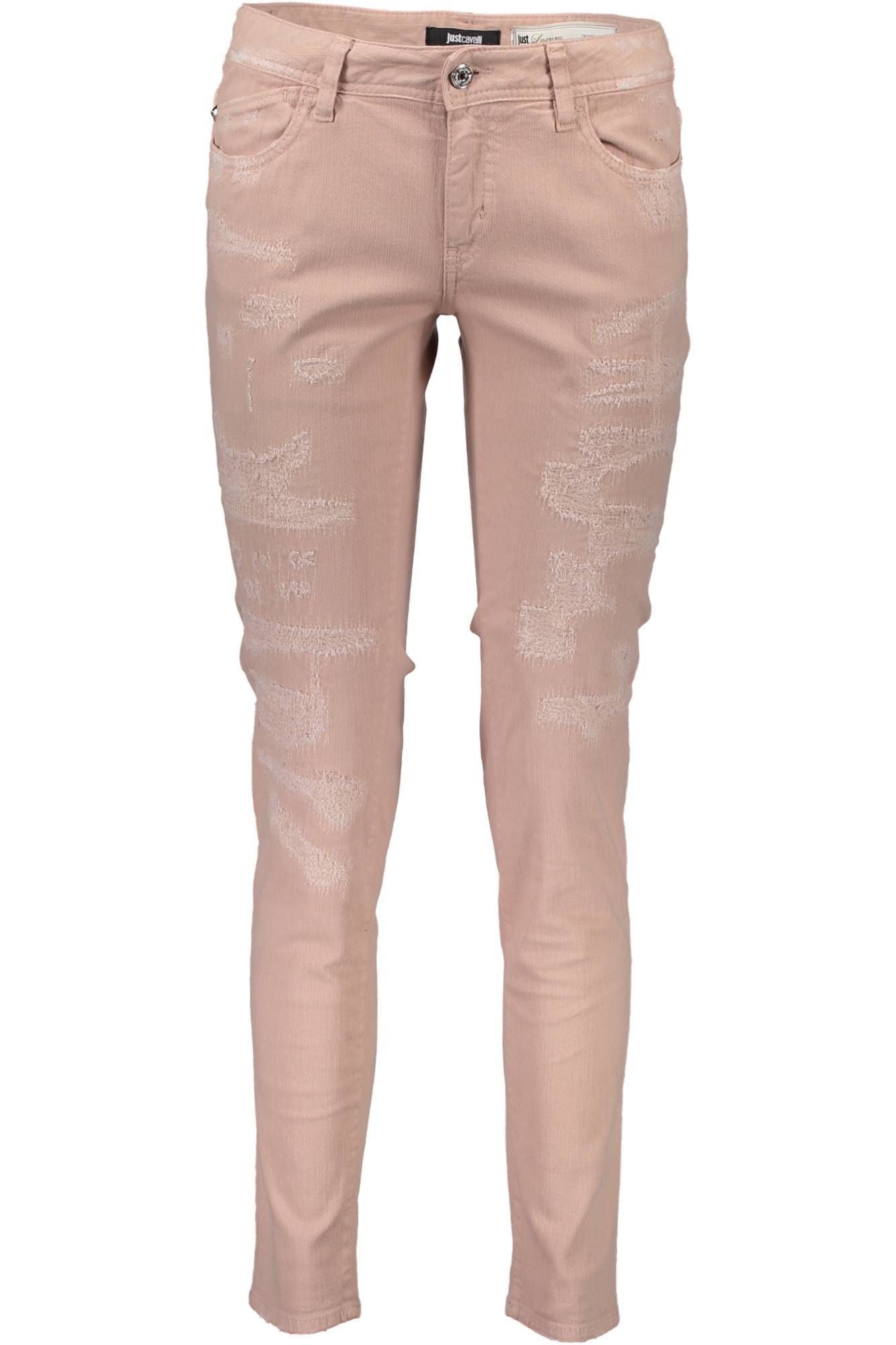 Chic Pink Distressed 5-Pocket Trousers