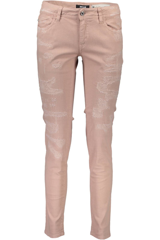 Chic Pink Distressed 5-Pocket Trousers