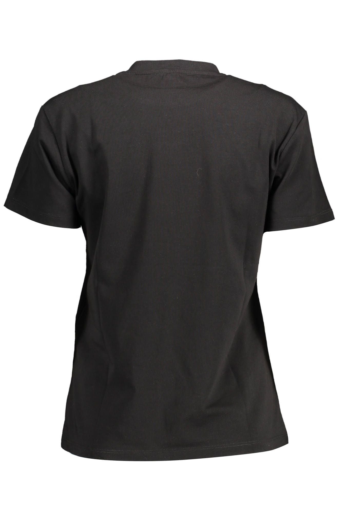 Chic Black Cotton Tee with Exquisite Detailing
