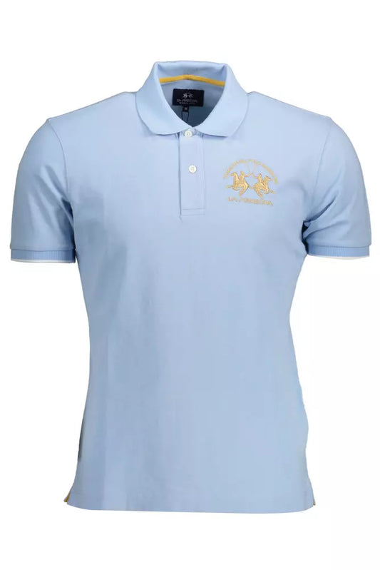 Elegant Light Blue Polo with Contrasting Details