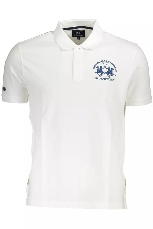 Elegant White Cotton Polo Shirt