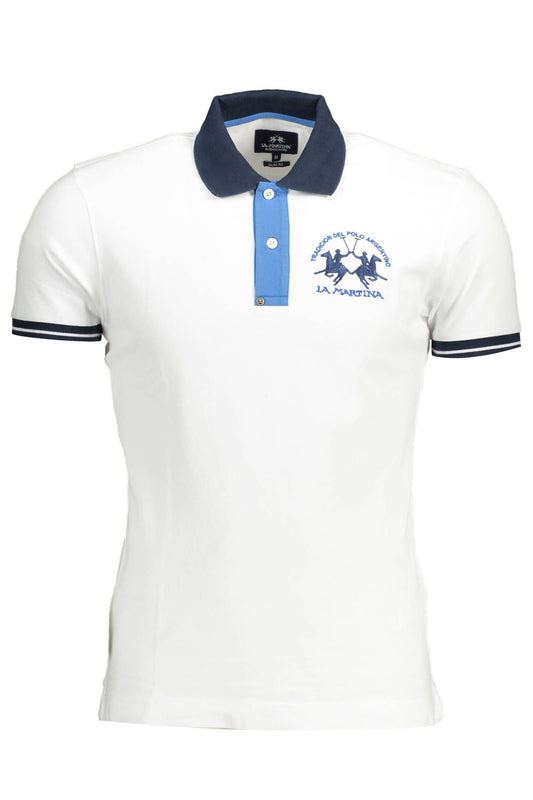 Sleek White Slim Fit Polo with Embroidery