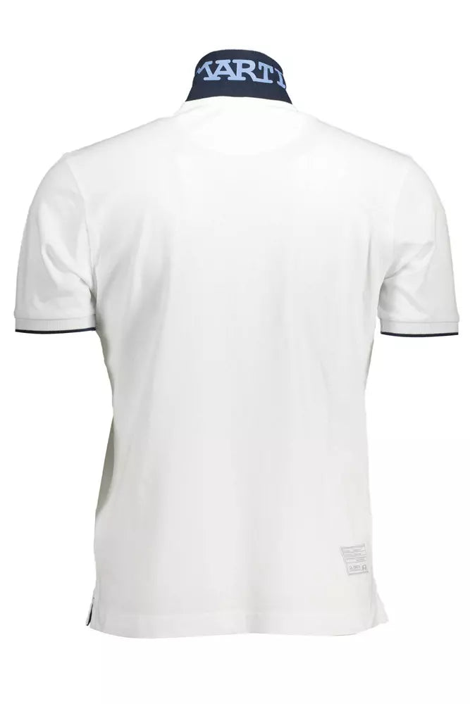 Elegant White Polo with Contrasting Embroidery