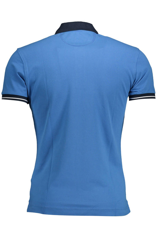 Sleek Blue Slim Fit Polo with Embroidery