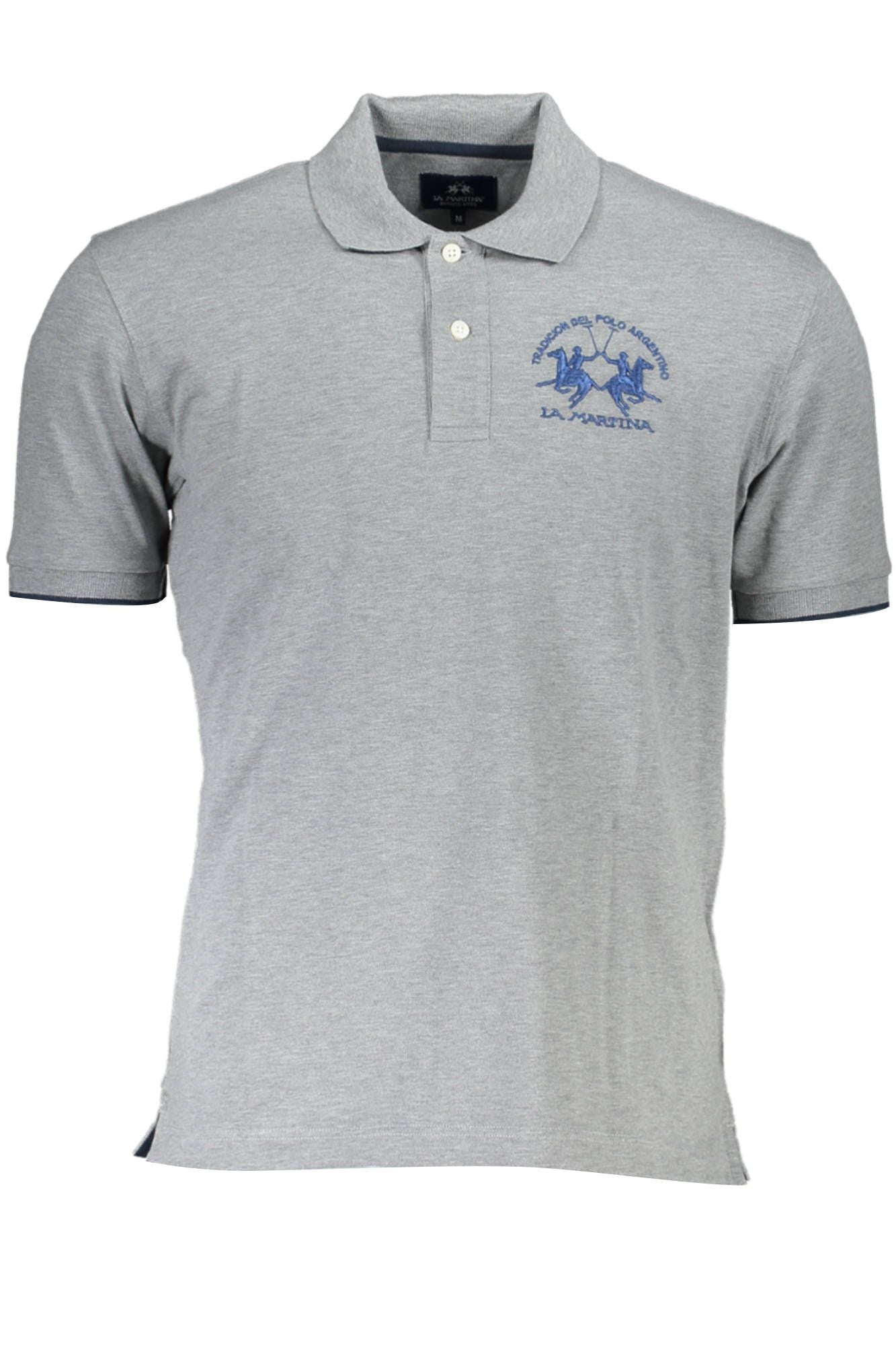 Elegant Gray Polo with Embroidered Details