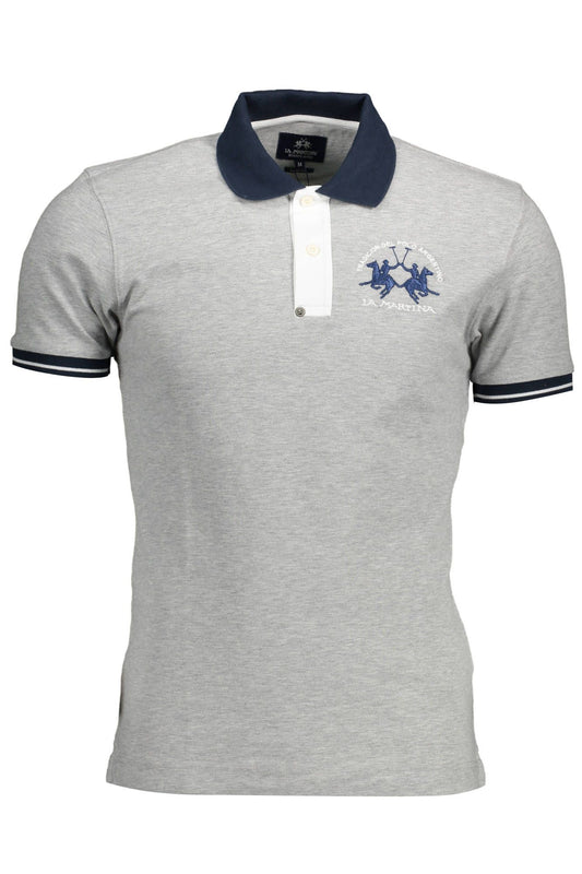 Chic Slim Fit Gray Polo with Contrasting Detail