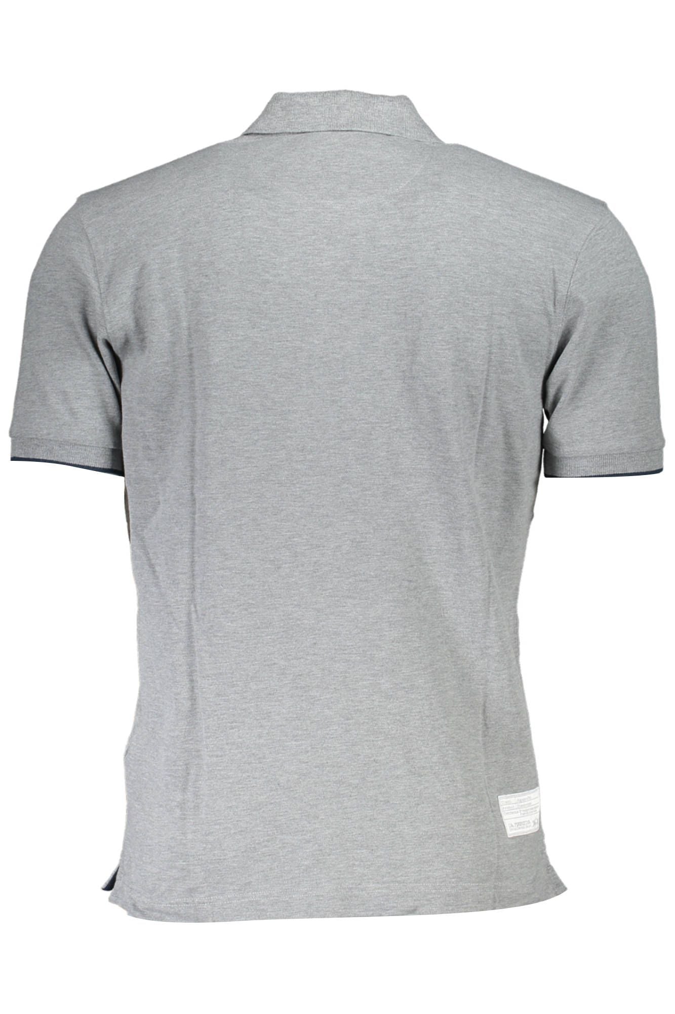 Elegant Gray Polo with Embroidered Details