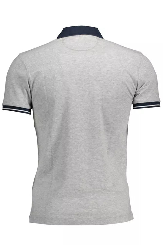 Slim Fit Embroidered Polo in Gray