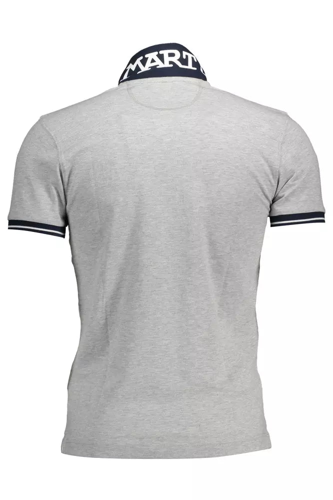Slim Fit Embroidered Polo in Gray