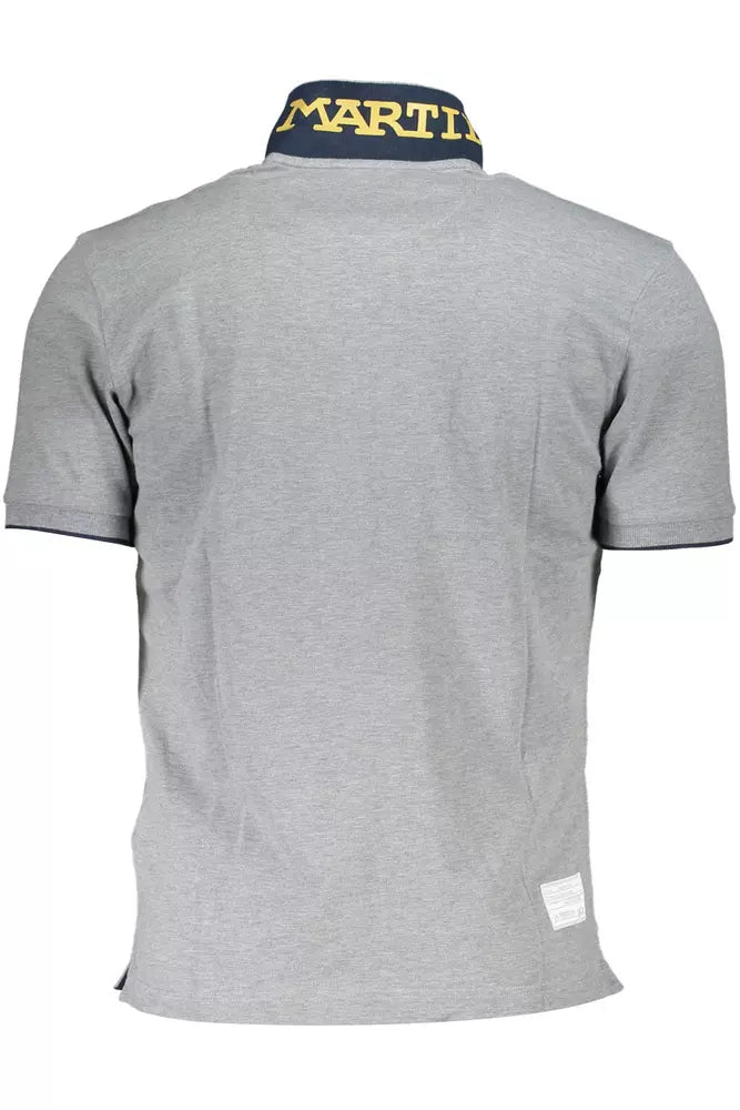 Elegant Gray Polo with Contrasting Details