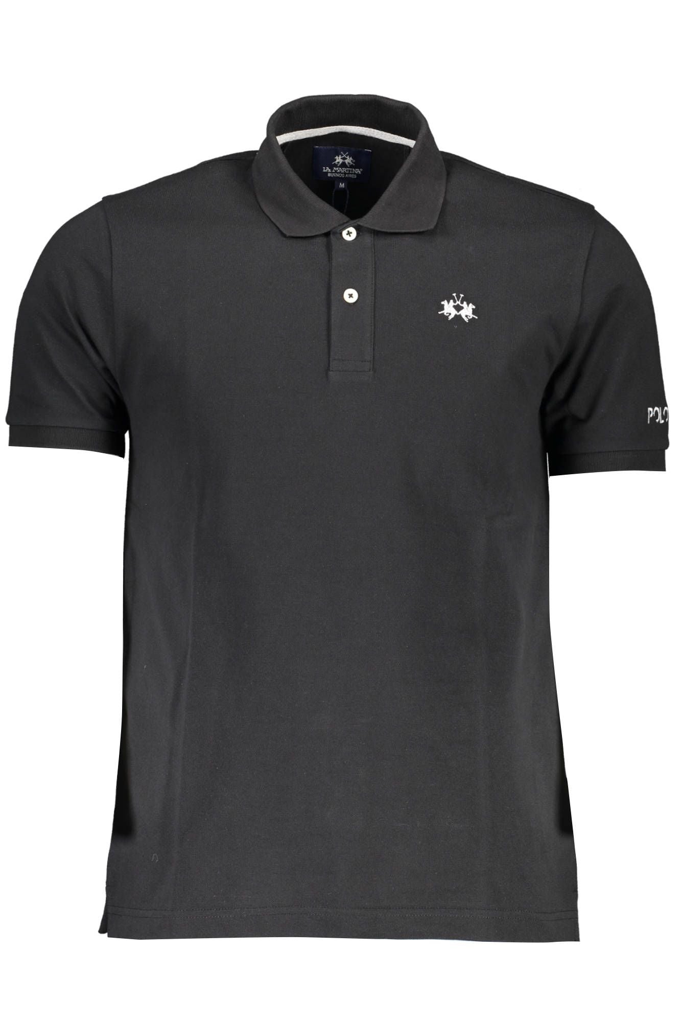 Elegant Black Cotton Polo with Logo Embroidery