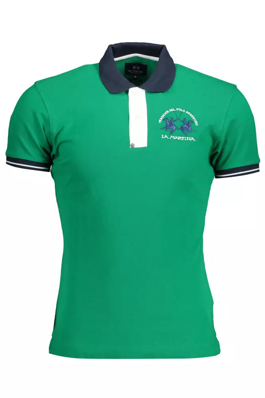 Slim-Fit Embroidered Polo in Green