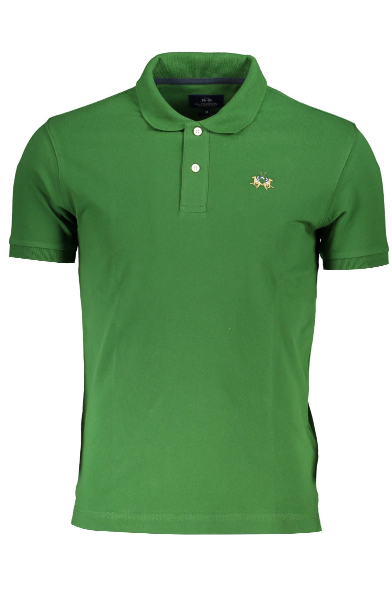 Elegant Slim Fit Green Polo With Contrasting Details