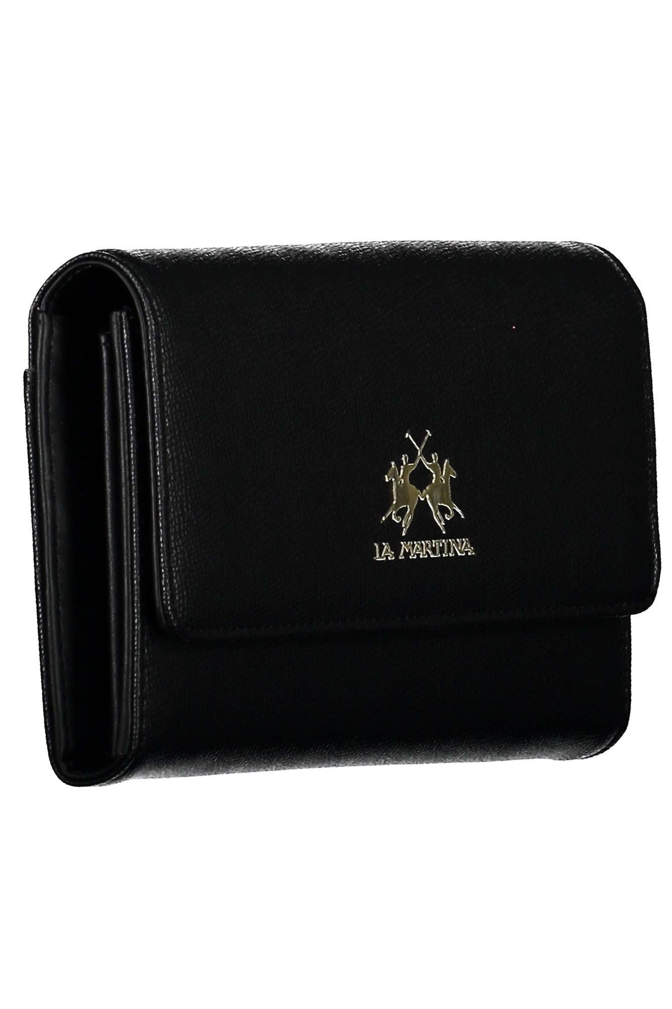 Elegant Black Polyurethane Wallet with Logo