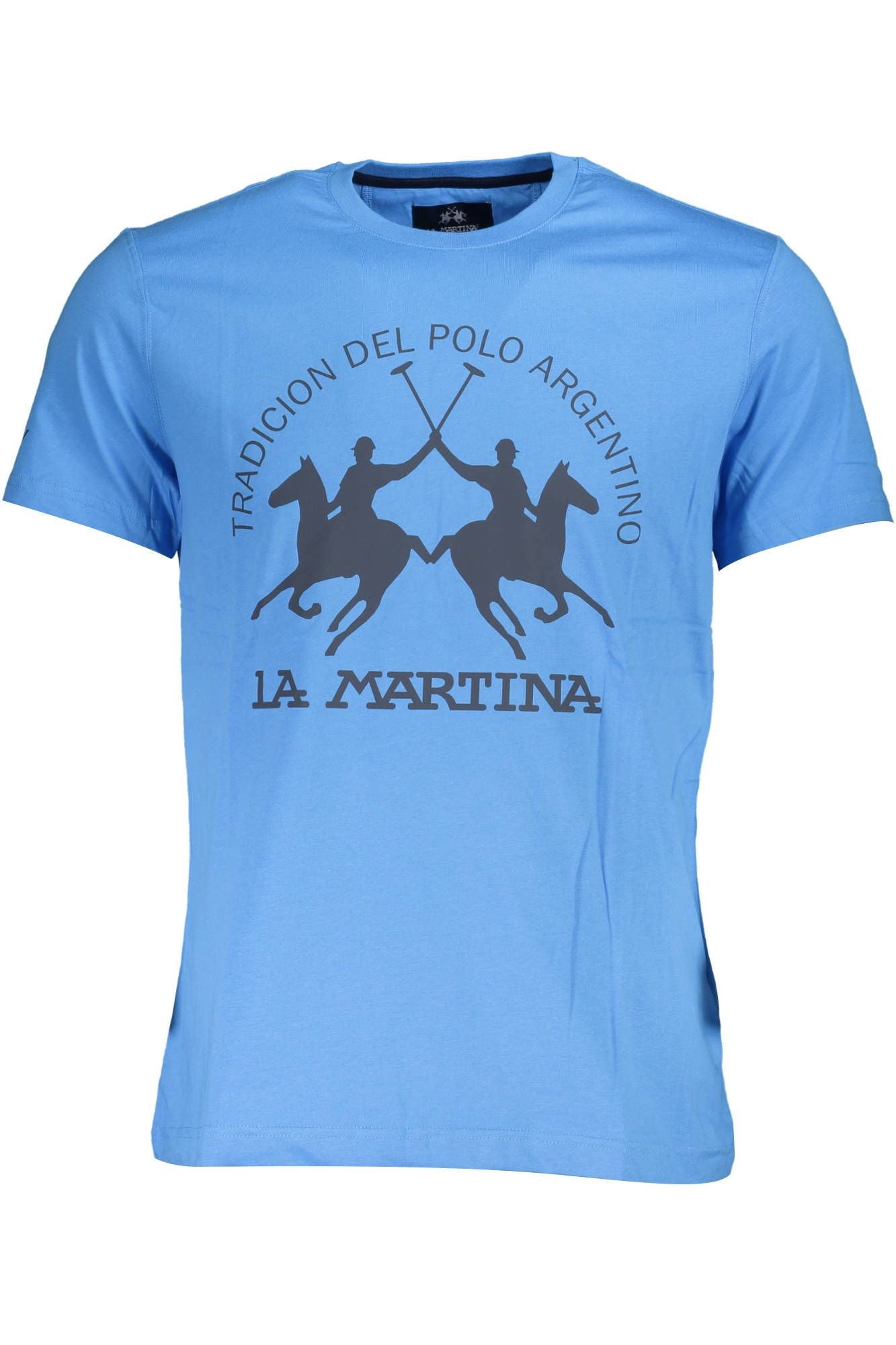 Elegant Blue Cotton Tee with Iconic Print