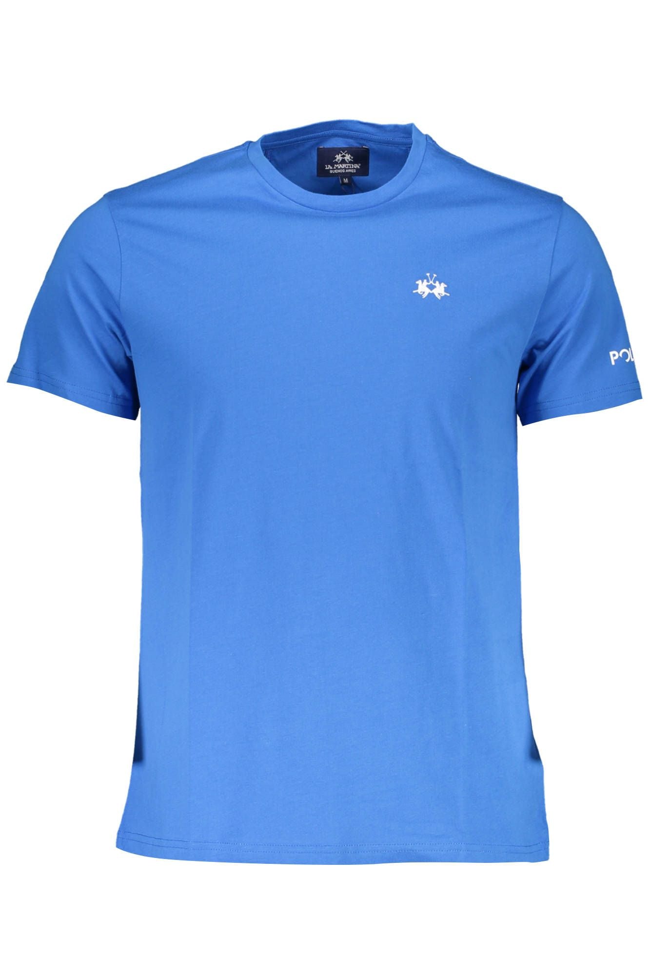 Elegant Blue Embroidered Logo Tee
