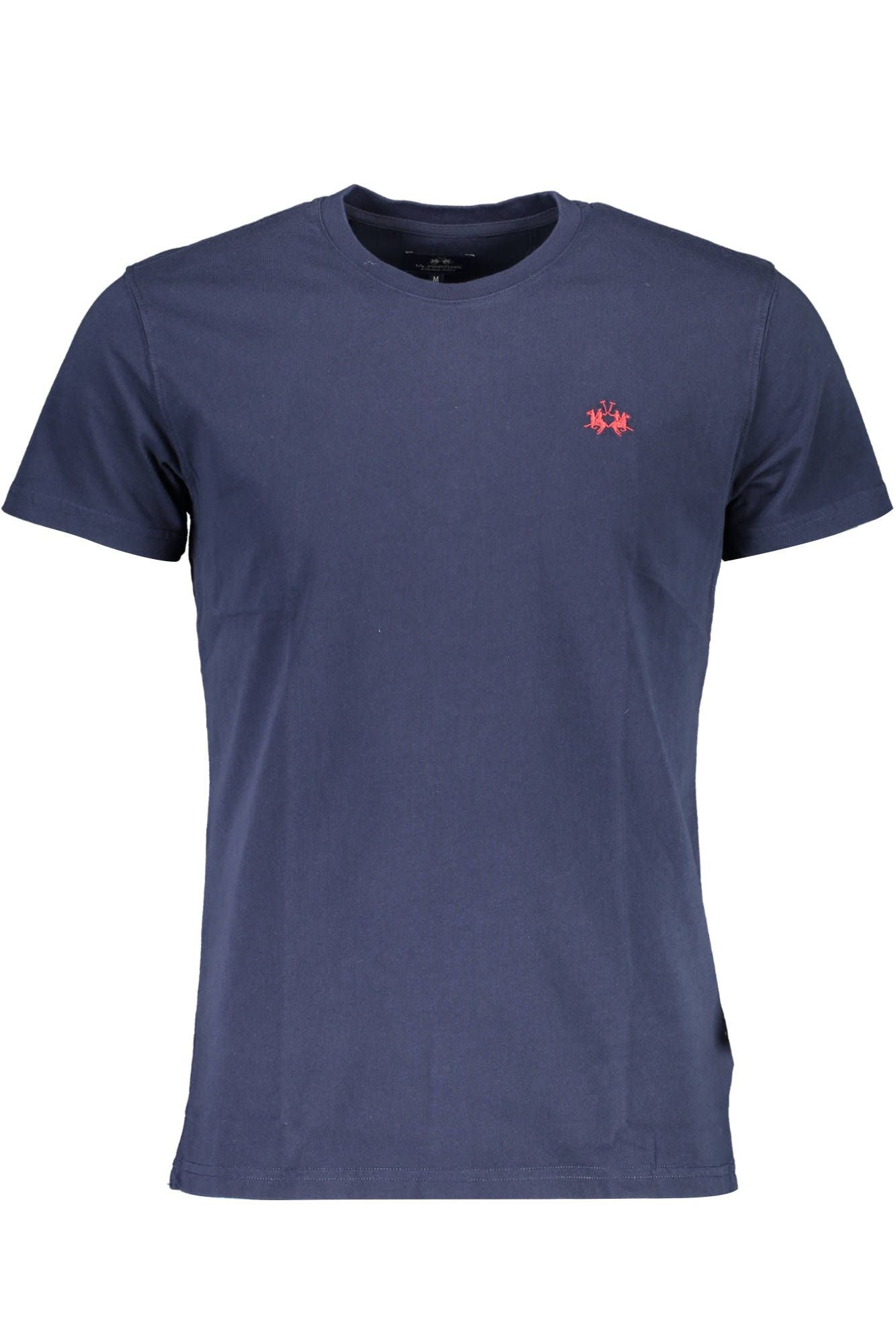 Elegant Blue Embroidered Cotton Tee