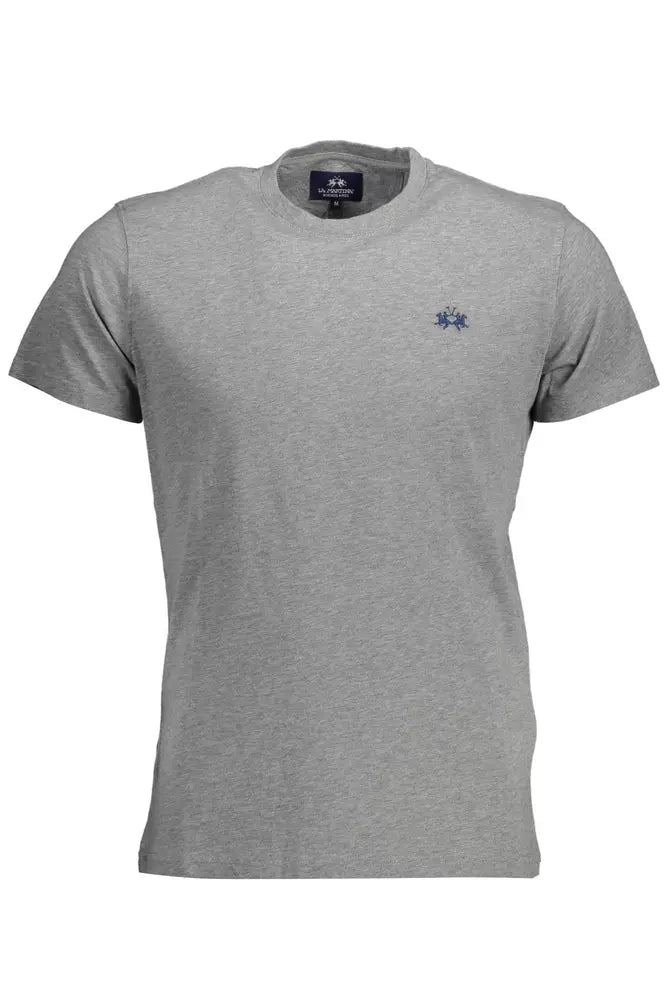 Exquisite Embroidered Gray Cotton Tee
