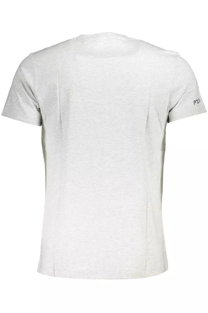 Elegant Gray Embroidered Cotton T-Shirt
