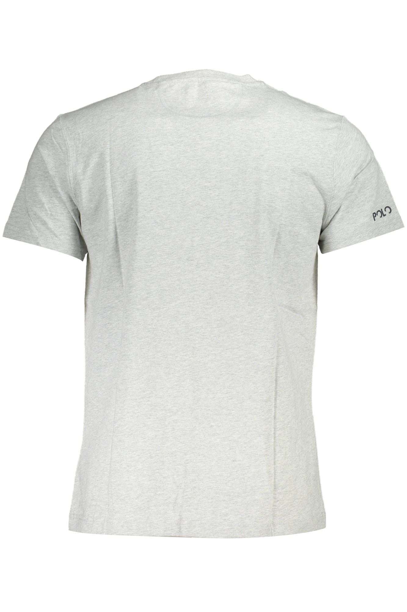 Elegant Gray Round Neck Cotton Tee