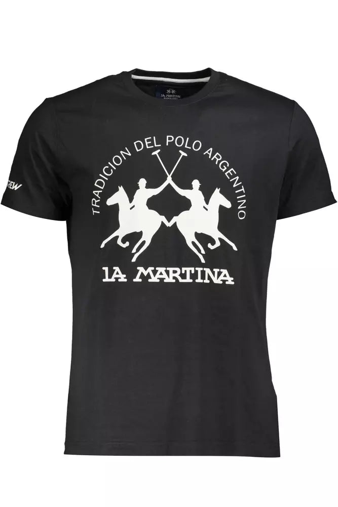 Elegant Black Cotton Tee with Iconic Print