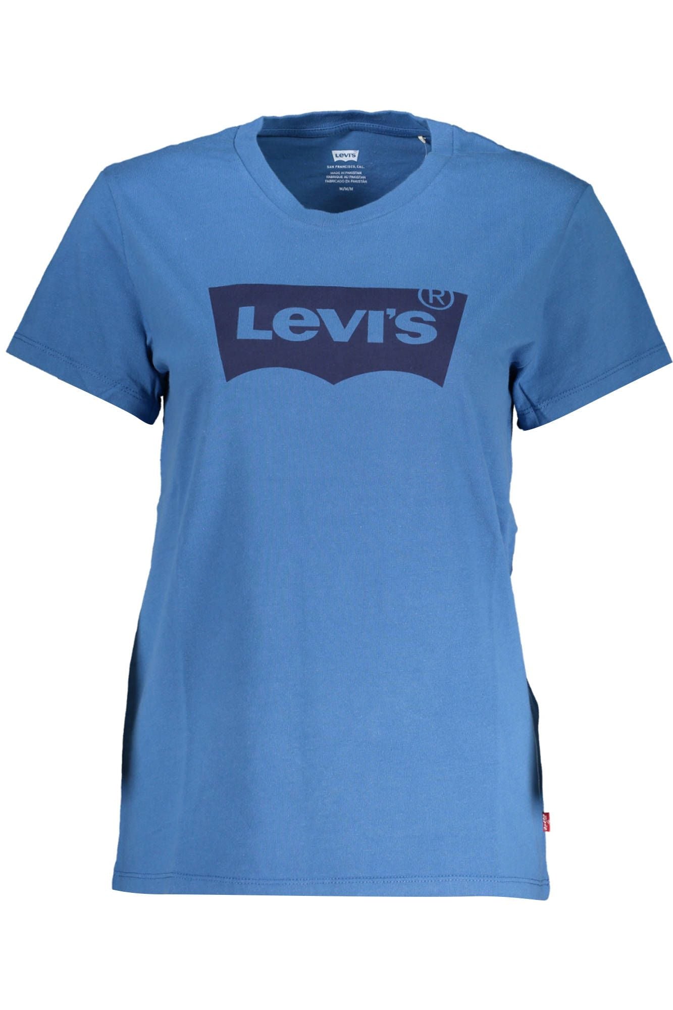 Elegant Blue Cotton Tee with Classic Print