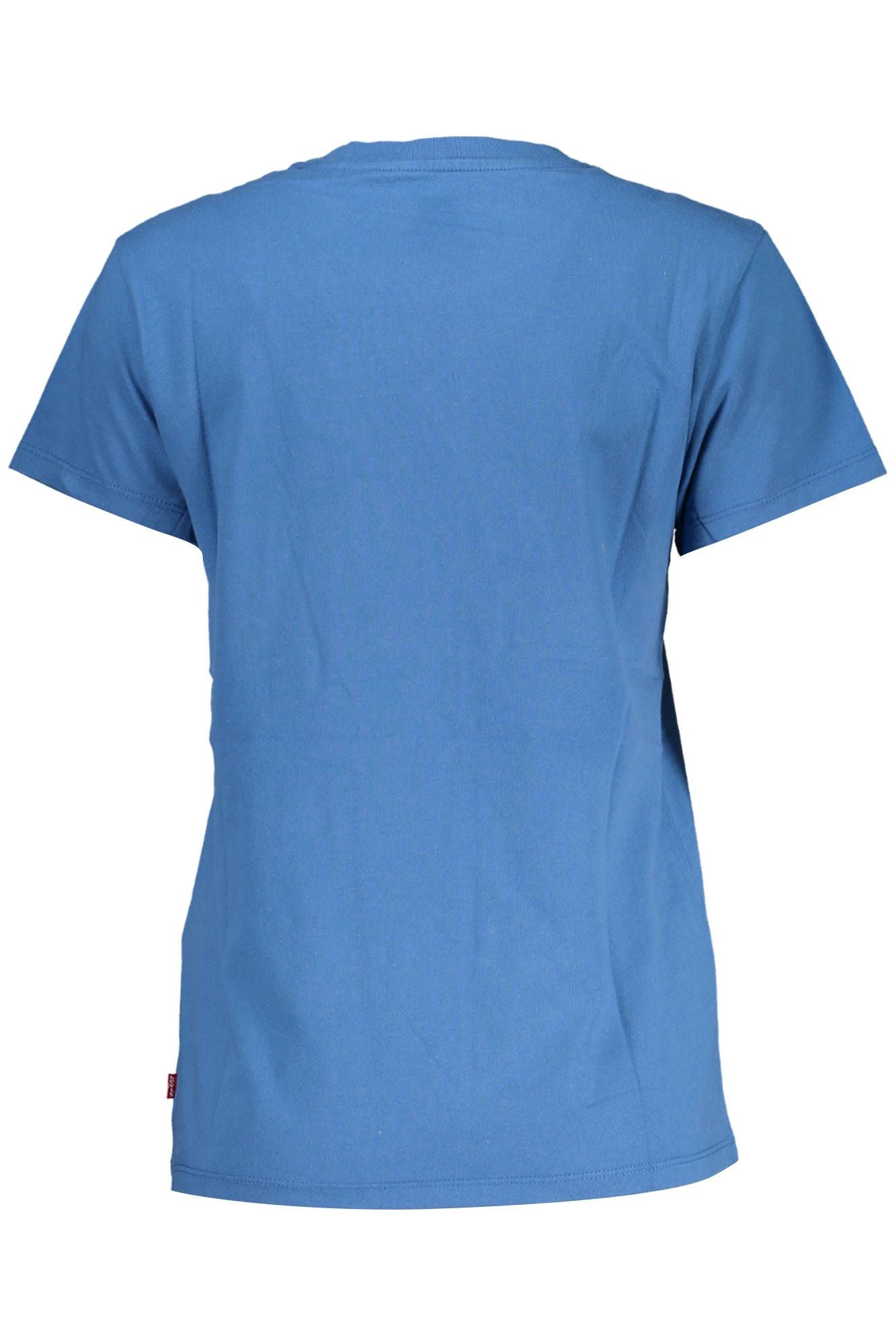 Elegant Blue Cotton Tee with Classic Print