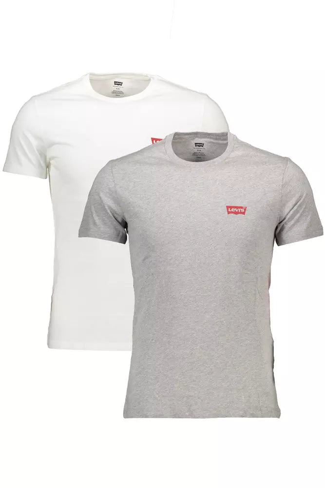 Sleek White Slim Fit Round Neck Tees Twin-Pack