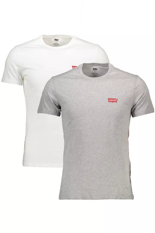 Sleek White Slim Fit Round Neck Tees Twin-Pack