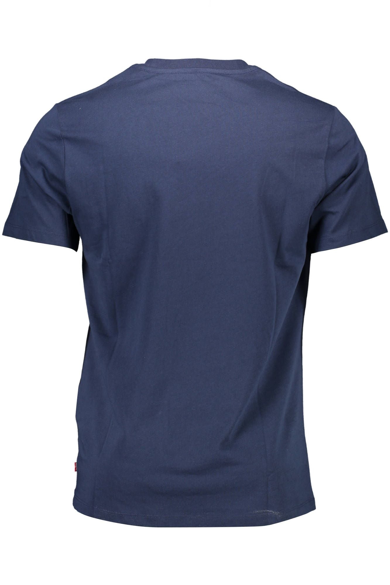 Crew Neck Logo Print Blue Tee