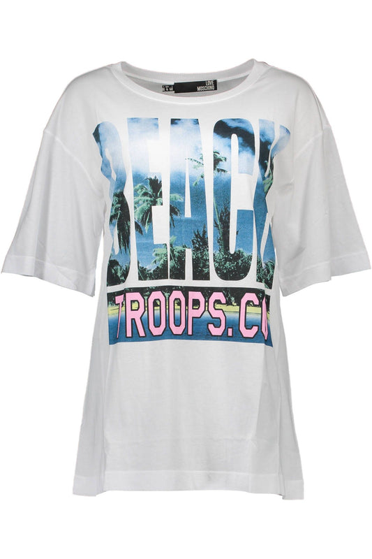 Chic White Logo Print Tee with Short Sleeves