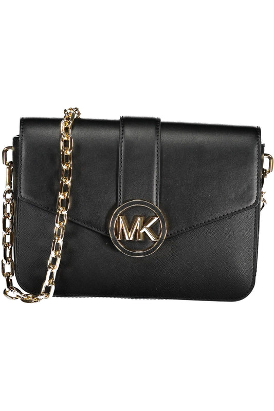 Chic Black Leather Shoulder Bag with Chain Detail