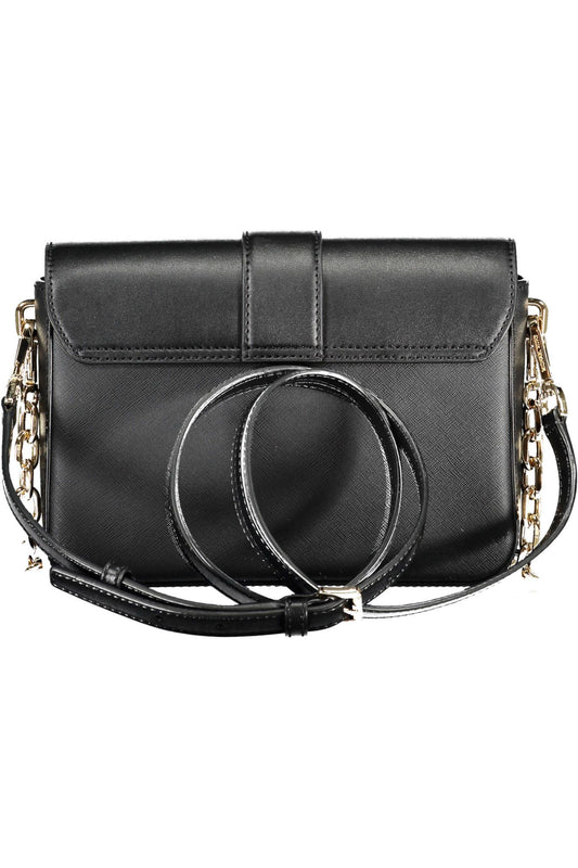 Chic Black Leather Shoulder Bag with Chain Detail