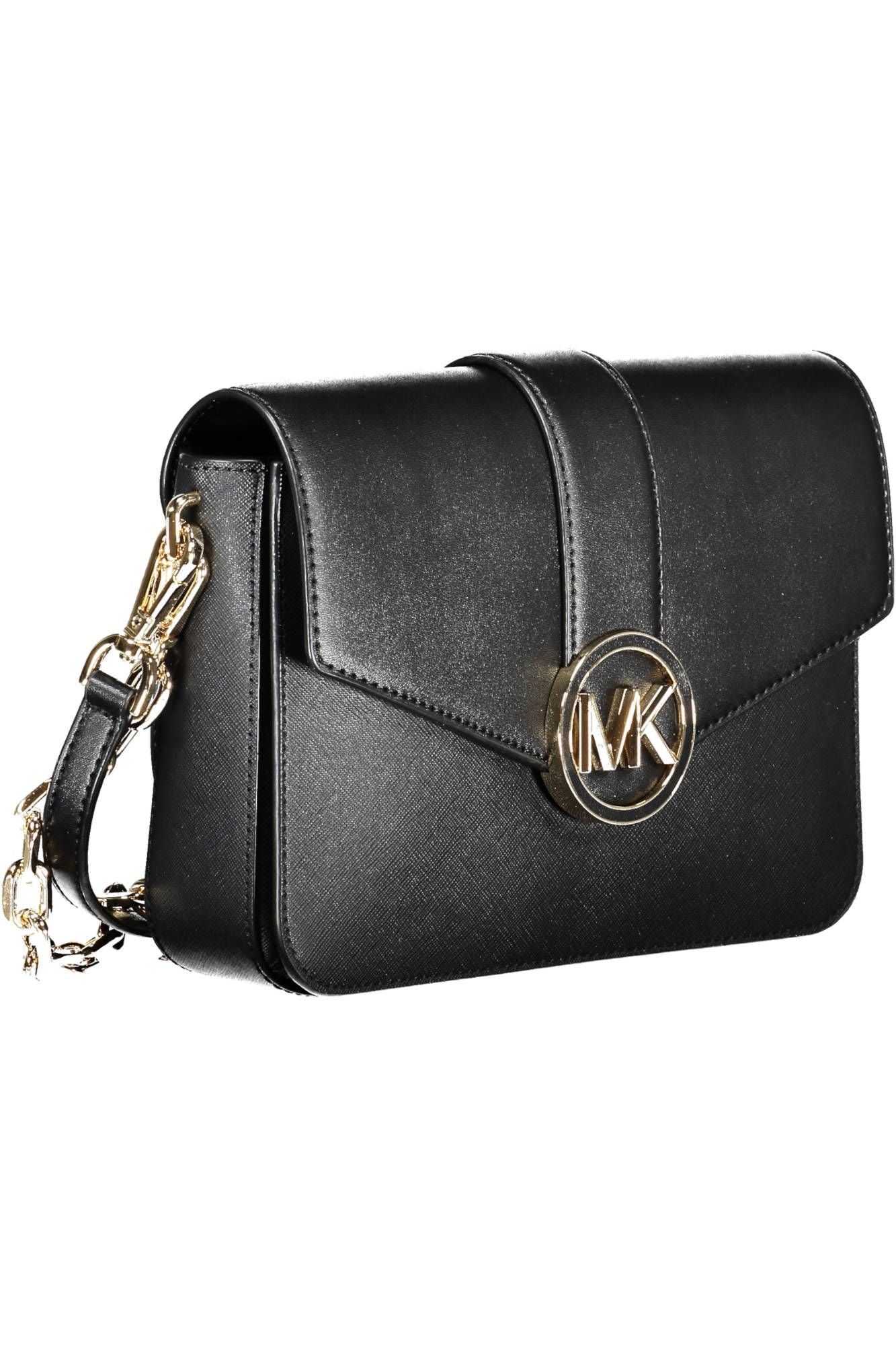 Chic Black Leather Shoulder Bag with Chain Detail