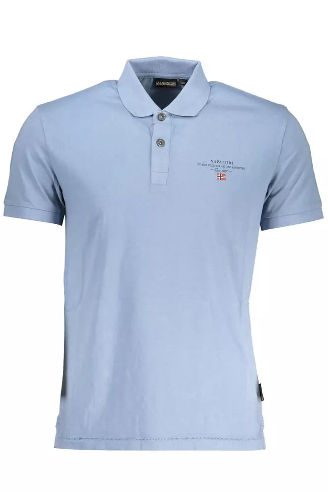 Elegant Light Blue Cotton Polo with Logo Embroidery