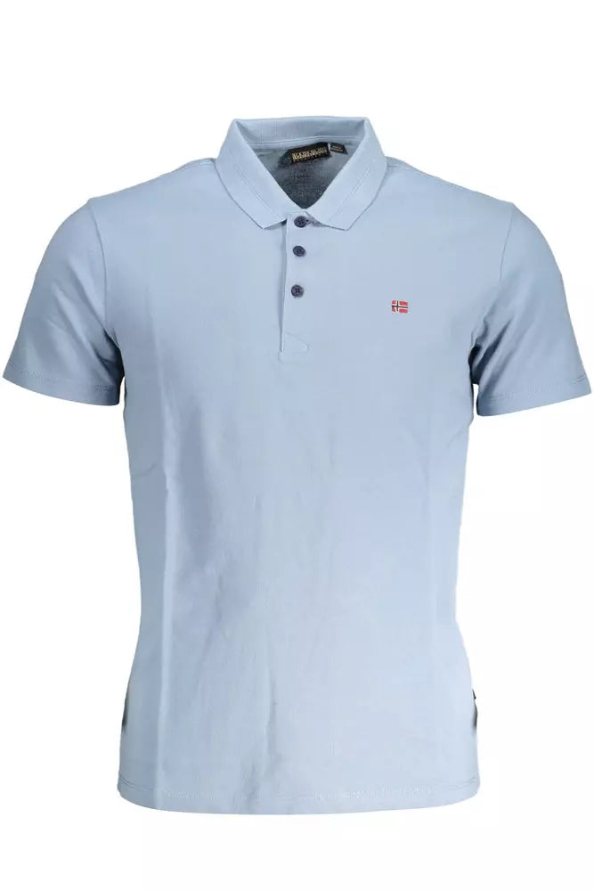 Chic Light Blue Embroidered Polo