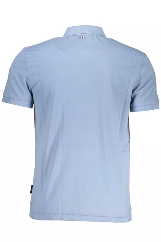 Elegant Light Blue Cotton Polo with Logo Embroidery
