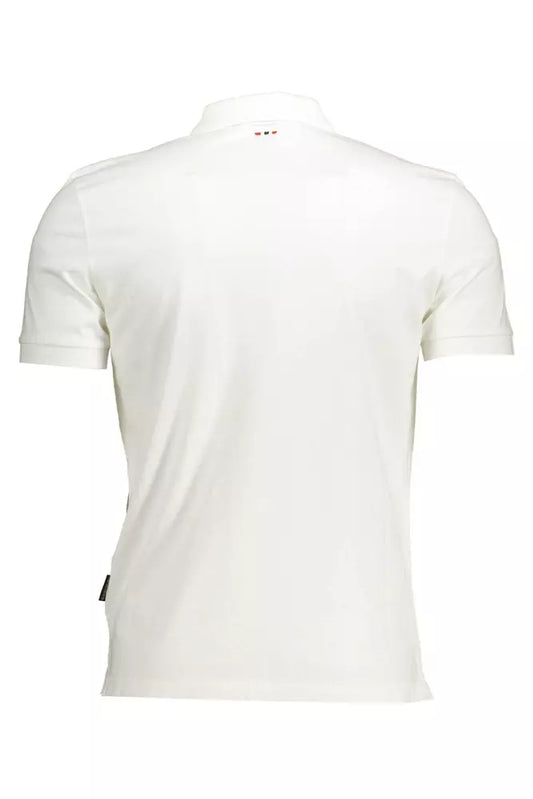 Elegant White Cotton Polo with Embroidery