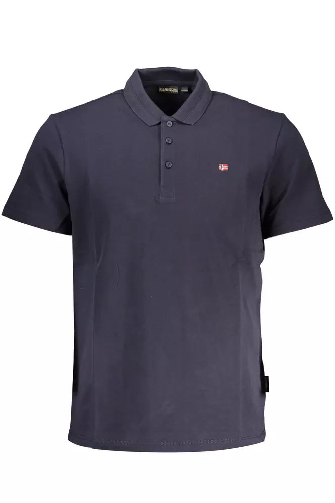 Chic Blue Cotton Polo With Emblematic Detail