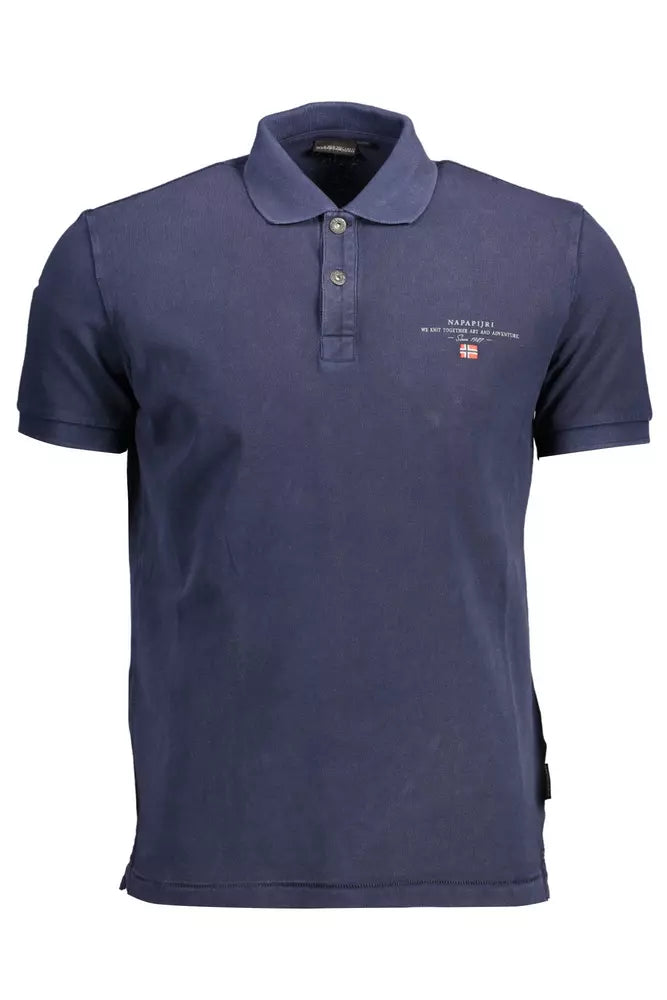 Sophisticated Blue Cotton Polo with Embroidery