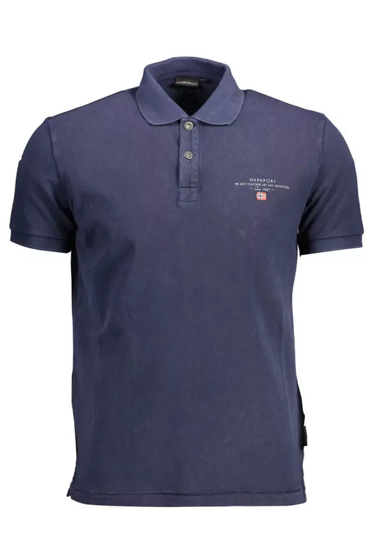Sophisticated Blue Cotton Polo with Embroidery