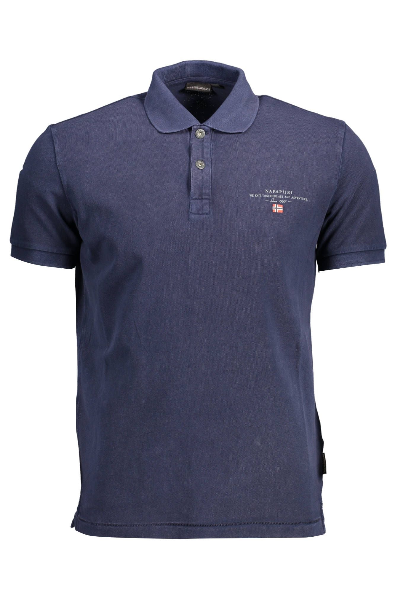 Elevated Blue Cotton Polo with Chic Detailing