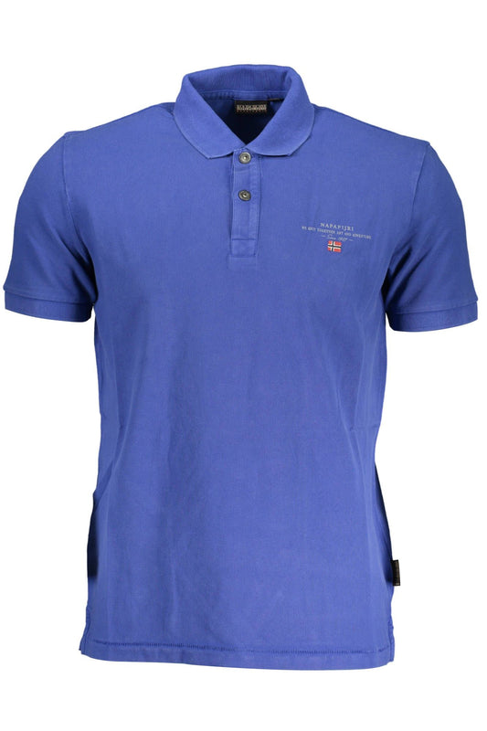Elegant Blue Cotton Polo Shirt with Embroidery