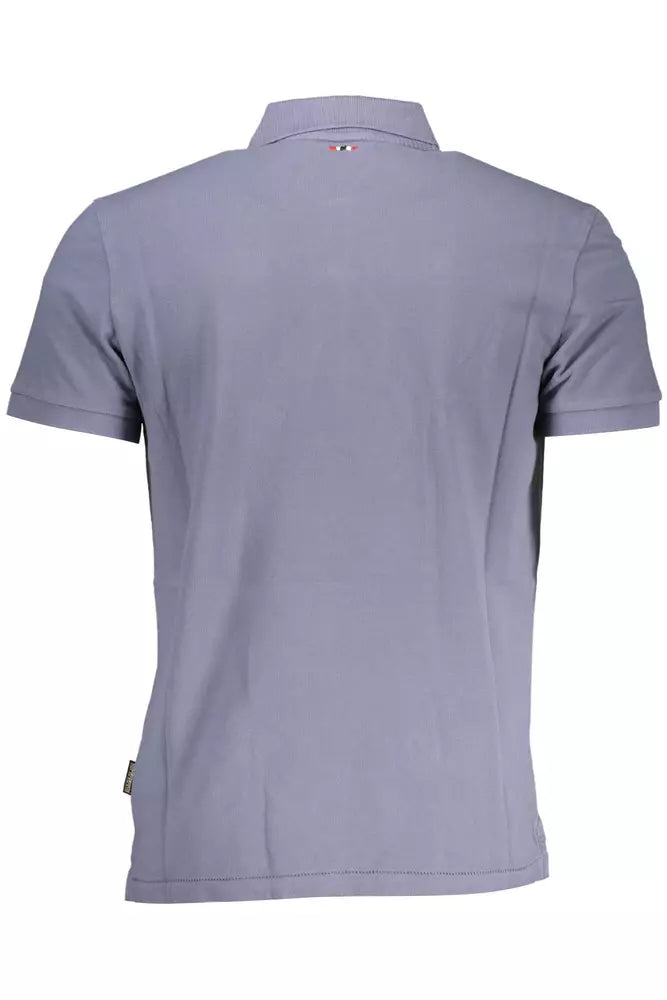 Elegant Blue Short Sleeve Polo with Embroidery