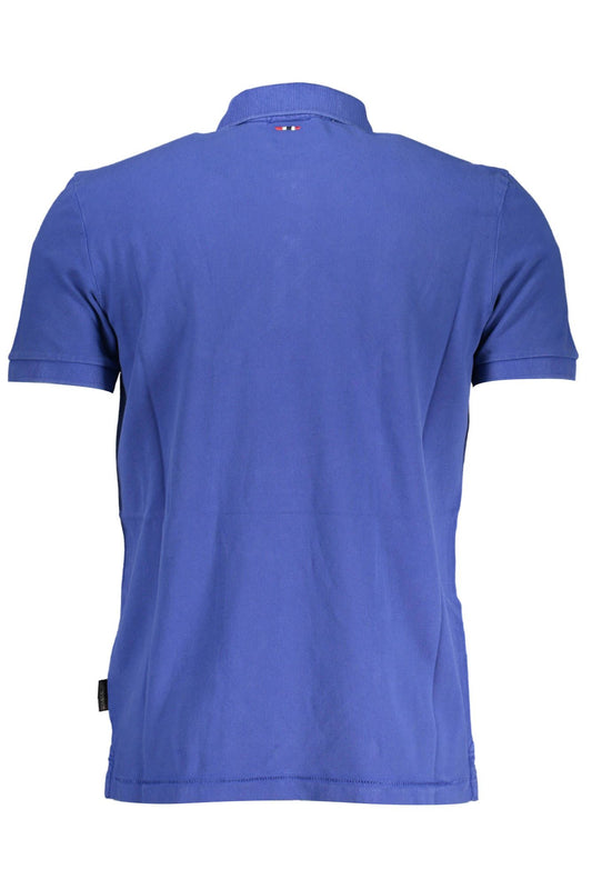 Elegant Blue Cotton Polo Shirt with Embroidery