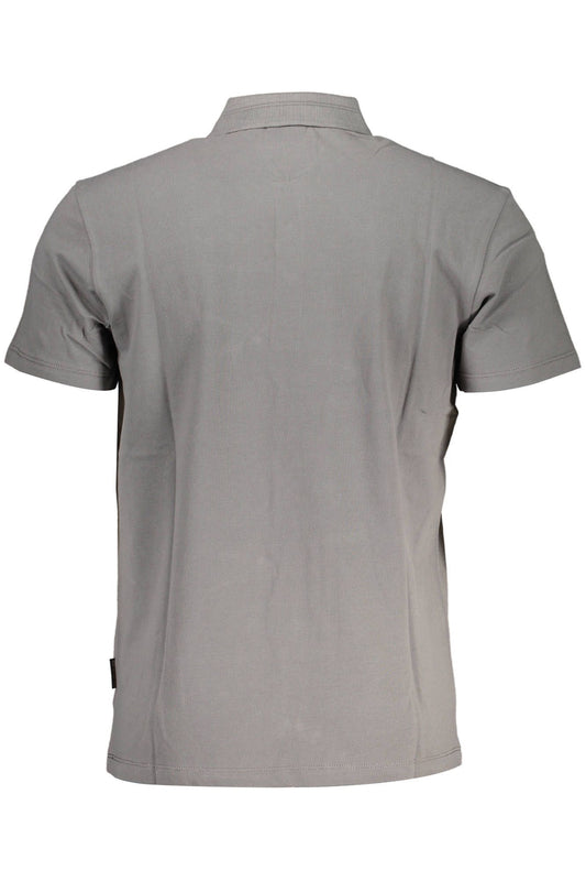 Elegant Gray Polo Shirt with Embroidery Detail