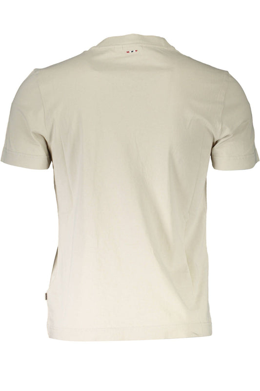 Beige Round Neck Logo Tee