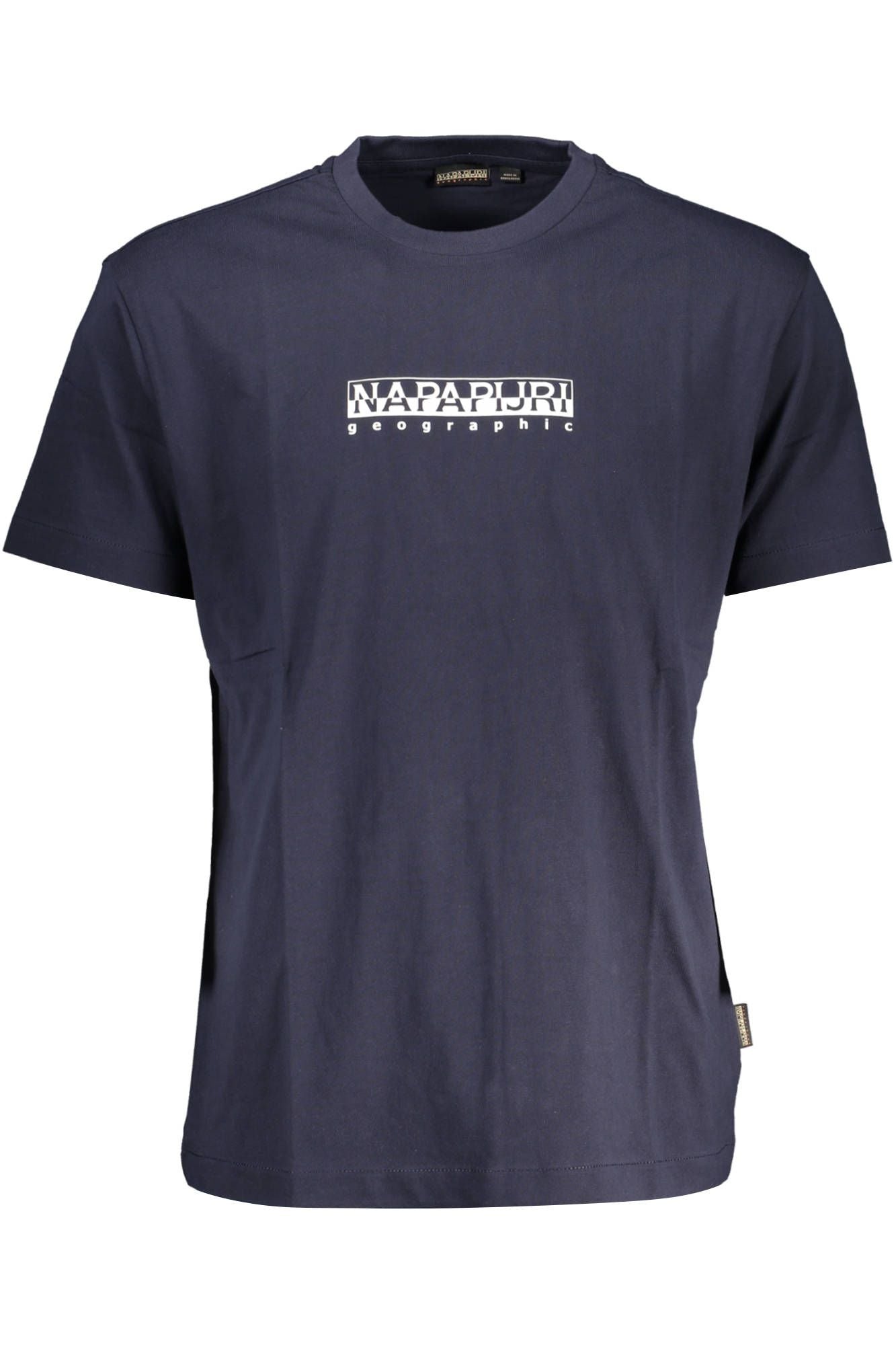 Chic Blue Printed Tee with Classic Logo